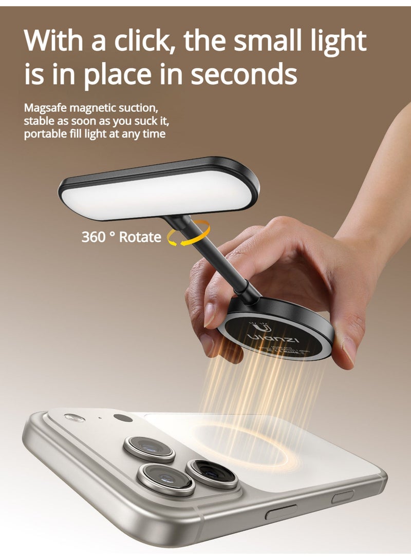 Ulanzi Magnetic LED Selfie Fill Light With Front & Back Phone, Rechargeable ,5 Modes, Light for Phone 17 Pro Max/17 pro/Samsung/Pad/AirPods/ iPad/Huawei/Xiaomi/Vivo/Oppo and More/Tablet/Laptop, Zoom Call TikTok Video Fill Light, Small LED Camera Video Recording Lighting - Image 4